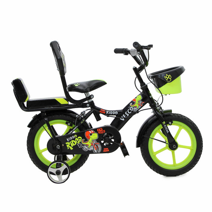 VESCO Kiddo Cycle 12-T (Inch) Single Speed Sports Bike | Double Seat with Training Wheels